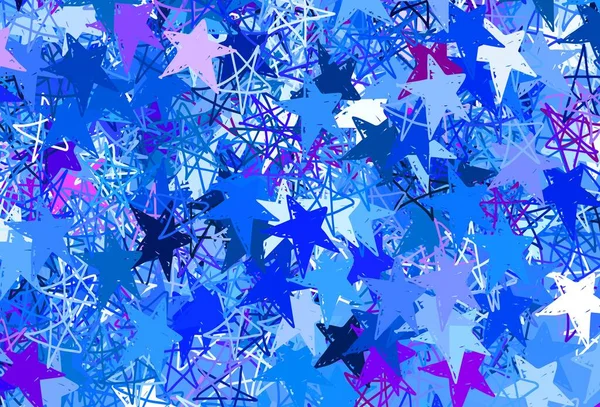 Rosa Claro Modelo Vetor Azul Com Estrelas Céu Ilustração Abstrata — Vetor de Stock