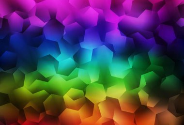 Dark Multicolor vektörü üçgen arkaplan parlıyor. Üçgenli renkli soyut çizimler. Broşürünüz için yepyeni bir tasarım..