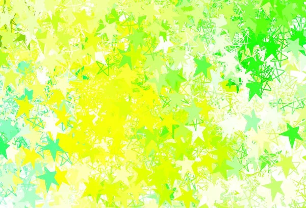 Светло Зеленый Желтый Векторный Узор Звездами Звёзды Размытом Абстрактном Фоне — стоковый вектор