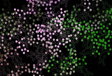 Koyu pembe, yapay zeka yapısına sahip yeşil vektör şablonu. Parlak renkli bir illüstrasyon ve yapay zekanın gerçek yapısı. Siber yeniliklerin tasviri için tasarım.