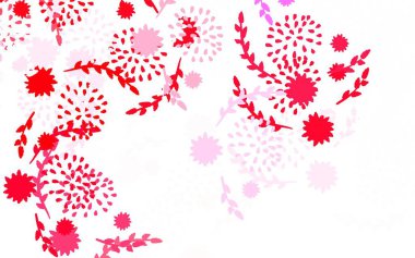 Açık pembe, çiçekli kırmızı vektör şablonu, güller. Çiçekli yepyeni renkli bir illüstrasyon. Duvar kağıtları, boyama kitapları için desen.