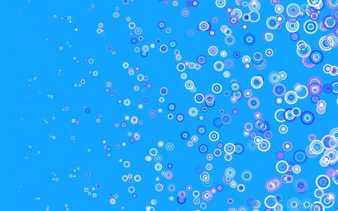 Açık mavi, daireli kırmızı vektör şablonu. Soyut arka planda bulanık kabarcıklar ve renkli gradyan. Duvar kağıtlarının dokusu için desen.