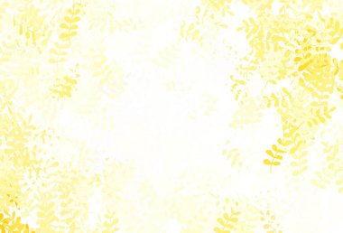 Açık sarı vektör zarif desenli yapraklar. Yapraklarla karalama tarzında renkli çizimler. Duvar kağıdı tasarımınız için yeni bir doku.