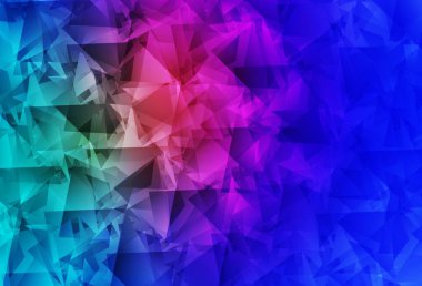 Açık mavi, kırmızı vektör çokgen desen. Gradyanı olan üçgen geometrik örnek. İş tasarımınız için yepyeni bir tarz.