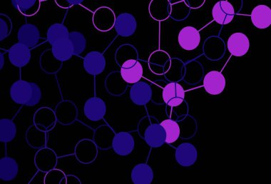 Koyu mor, yapay zeka yapısına sahip pembe vektör şablonu. Yapay zeka bağlantılarıyla basit bir şekilde renkli tasarım. Siber yeniliklerin tasviri için tasarım.