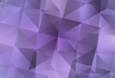 Açık mor vektör eğimli üçgen dokusu. Üçgenlerden oluşan parlayan çokgen çizimler. Dizaynınız için üçgen desen.