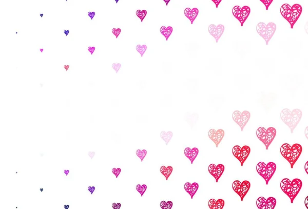 Light Pink Vector Background Shining Hearts Illustration Shapes Gradient Hearts — Stock Vector