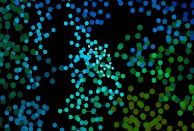 Koyu mavi, yapay zeka ağlı yeşil vektör deseni. Parlak renkli bir illüstrasyon ve yapay zekanın gerçek yapısı. Siber yeniliklerin tasviri için tasarım.