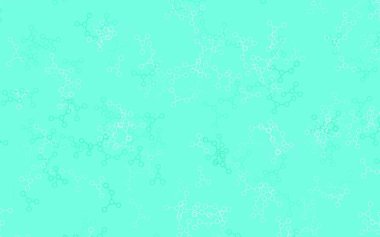 Açık mavi, yeşil vektör arkaplan ve yapay zeka formları. Yapay zekanın bağlantı ve noktalarıyla soyut illüstrasyon. Poster ve teknoloji sembolü.