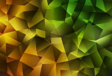 Koyu yeşil, sarı vektör üçgen mozaik şablon. Çokgen şekilli bir örnek. Marka kitabınız için yeni şablon.