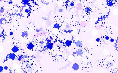 Açık pembe, mavi vektör doğal fon çiçekli, güllü. Çiçekli yepyeni renkli bir illüstrasyon. İş tasarımınız için yepyeni bir tarz.