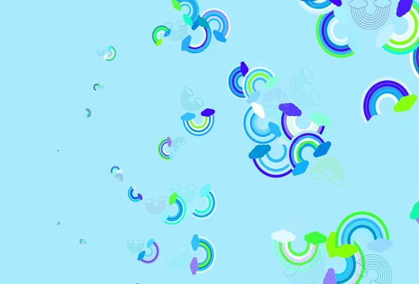 Azul Claro Fondo Vector Verde Con Símbolos Arco Iris Ilustración — Archivo Imágenes Vectoriales