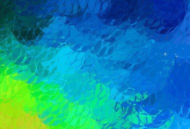 Açık mavi, Memphis şekilli yeşil vektör arkaplan. Rastgele şekillerle soyut tarzda dekoratif tasarım. Bir cep telefonu için arka plan.