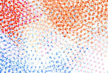 Açık mavi, kristalli kırmızı vektör şablonu, daireler. Renkli daireler, üçgenler çizilmiş bir resim. Web siteleri için desen.