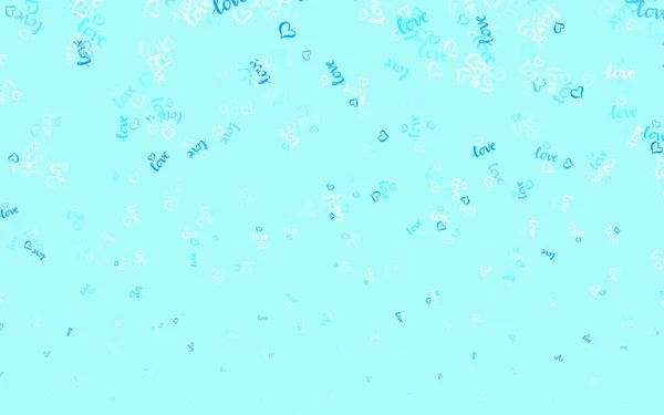 Modèle Vectoriel Bleu Clair Avec Des Cœurs Doodle Illustration Brillante — Image vectorielle