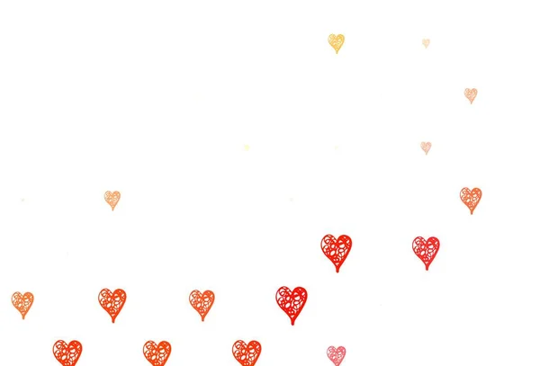 Light Red Yellow Vector Backdrop Sweet Hearts Beautiful Celebration Style — Stock Vector