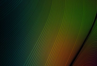 Koyu yeşil, kıvrımlı çizgileri olan kırmızı vektör şablonu. Renkli çizgileri ve şekilleri olan bir örnek. Broşürler, broşürler için doku.