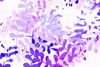 Hafif Mor vektör çizimi. Yapraklı. Soyut şablondaki karalamalarla dekoratif illüstrasyon. Web ve broşürler için elle boyanmış tasarım.