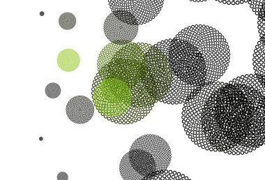 Noktalı açık yeşil vektör arkaplanı. Soyut arka planda bulanık kabarcıklar ve renkli gradyan. Fütürist reklamlar ve kitapçıklar için şablon.