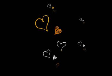 Açık yeşil, sarı vektör desenli, renkli kalpli. Sevgililer günü tarzında gradyan kalpleri olan akıllı bir illüstrasyon. Yıldönümü için bir iş ilanı tasarlamak.