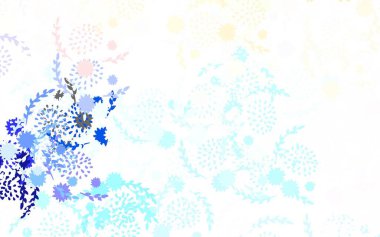 Açık mavi, çiçekli sarı vektör zarif şablon. Çiçekli soyut çizim. İşiniz için yeni tasarım.