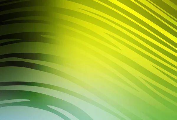 Světle Zelená Žluté Vektorové Pozadí Křivými Čárami Kreativní Ilustrace Polotónovém — Stockový vektor