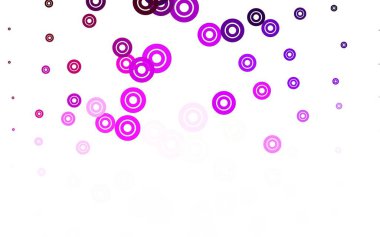Noktalı açık pembe vektör arkaplanı. Soyut arka planda bulanık kabarcıklar ve renkli gradyan. Fütürist reklamlar ve kitapçıklar için şablon.