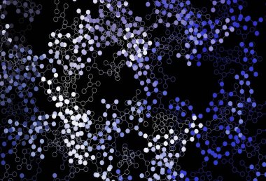 Yapay zeka kavramına sahip koyu mor vektör dokusu. Renkli yapay zeka yapısı, eğimli çizgiler ve noktalar. Bilim için desen, geleceksel tasarımlar..