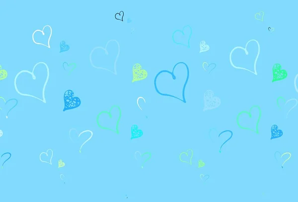 Ανοιχτό Μπλε Πράσινο Διανυσματικό Φόντο Καρδιές Έξυπνη Απεικόνιση Βαθμονομημένες Καρδιές — Διανυσματικό Αρχείο