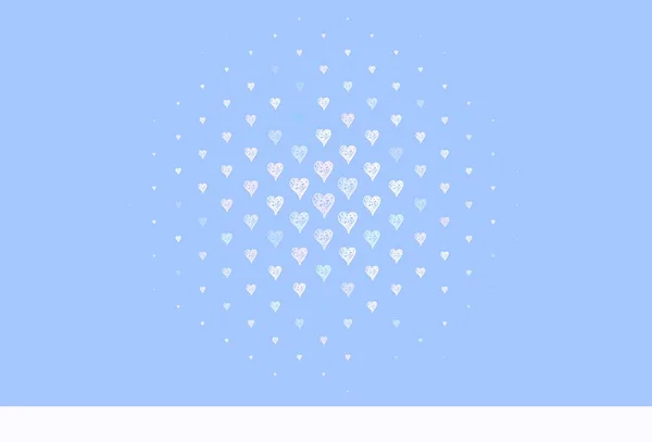 Světlá Růžová Modrá Vektorová Textura Krásnými Srdci Dekorativní Design Srdcem — Stockový vektor