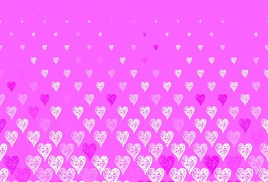Açık Mor, tatlı kalpli pembe vektör arkaplan. Soyut illüstrasyonda güzel kutlama tarzı kalpler. Evlilik hediyeleri için örnek, tebrikler..