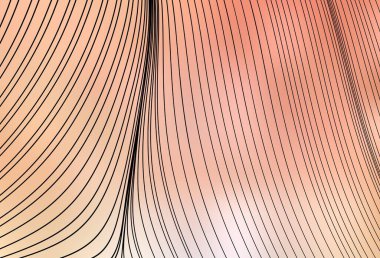 Bükülmüş çizgileri olan hafif turuncu vektör düzeni. Soyut ve gradyan renkte renkli çizimler. Broşürler, broşürler için doku.