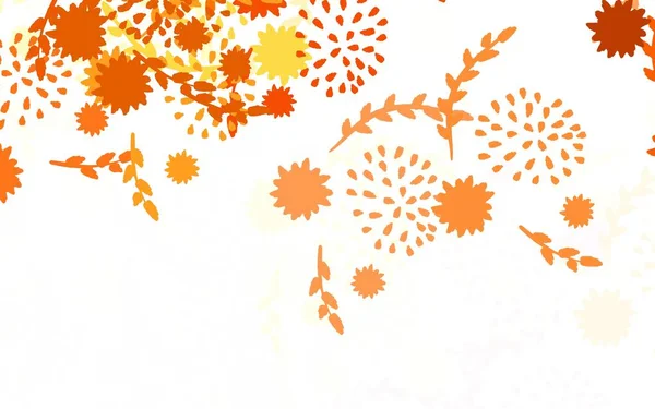 Light Orange Vetor Doodle Padrão Com Flores Uma Elegante Ilustração —  Vetores de Stock