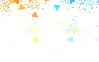 Açık mavi, Memphis şekilli sarı vektör arkaplan. Rastgele şekillerle soyut tarzda dekoratif tasarım. Bir cep telefonu için arka plan.