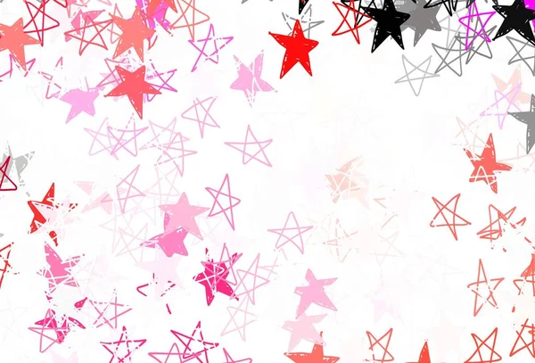Layout Vetorial Rosa Claro Com Estrelas Brilhantes Ilustração Brilhante Decorativa —  Vetores de Stock