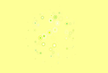 Açık yeşil, küreli sarı vektör deseni. Doğa tarzında bulanık halkaları olan güzel renkli çizimler. Marka kitabınız için yeni şablon.