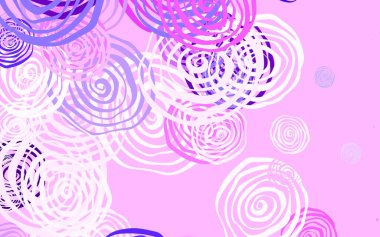 Açık Pembe, mavi vektör soyut dizayn ve güller. Beyaz arka planda çiçeklerin dekoratif tasarımı. Web siteleri ve pankartlar için desenli desen.