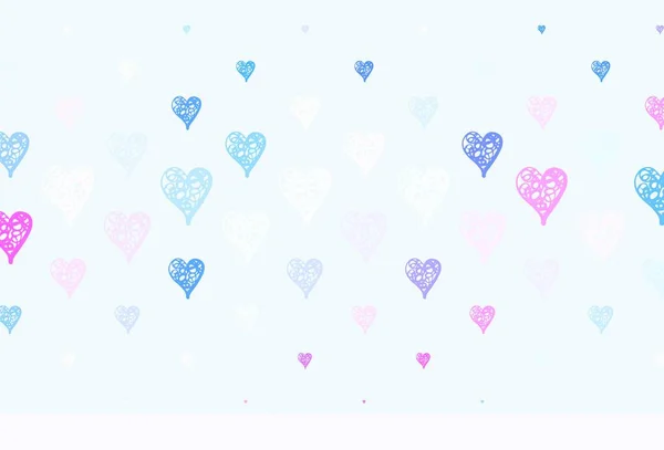 Ljusrosa Blå Vektor Mönster Med Färgglada Hjärtan Smart Illustration Med — Stock vektor