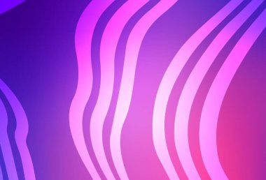 Açık Mor, eğri çizgileri olan pembe vektör düzeni. Basit çizgilerle renkli gradyan çizimi. Reklamınız için yepyeni tasarım..