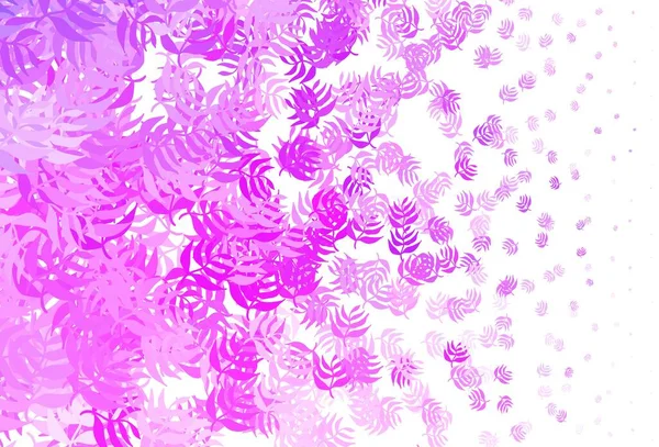 Light Purple Vector Doodle Hintergrund Mit Blättern Bunte Abstrakte Illustration — Stockvektor