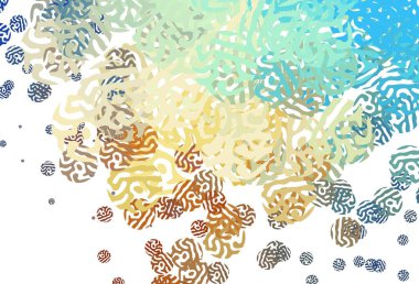 Açık mavi, kaotik şekilli sarı vektör şablonu. Modern tarzda değişen renkli kaotik formlar. Web siteniz için basit tasarım.