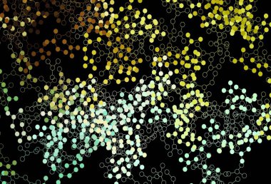 Koyu yeşil, yapay zeka yapısına sahip sarı vektör şablonu. Yapay zeka bağlantılarıyla basit bir şekilde renkli tasarım. Poster ve teknoloji sembolü.