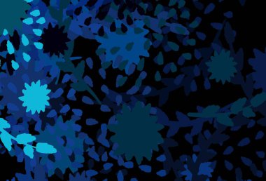 Koyu mavi, Memphis şekilli yeşil vektör arkaplan. Rastgele şekillerle soyut tarzda dekoratif tasarım. Kartvizitiniz için modern tasarım.