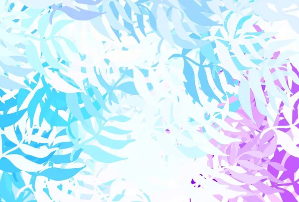 Hellrosa Blaues Vektormuster Mit Blättern Gekritzelte Illustration Von Blättern Origami — Stockvektor
