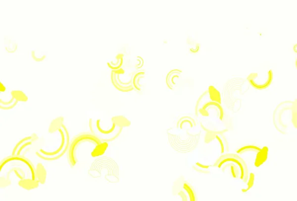 Světle Žluté Vektorové Pozadí Duhou Mraky Ilustrace Izolovanými Známkami Duhy — Stockový vektor