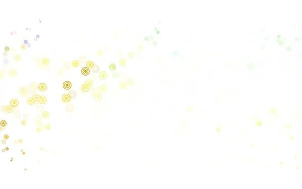 Hellgrünes Gelbes Vektorlayout Mit Kreisformen Unscharfe Blasen Auf Abstraktem Hintergrund — Stockvektor