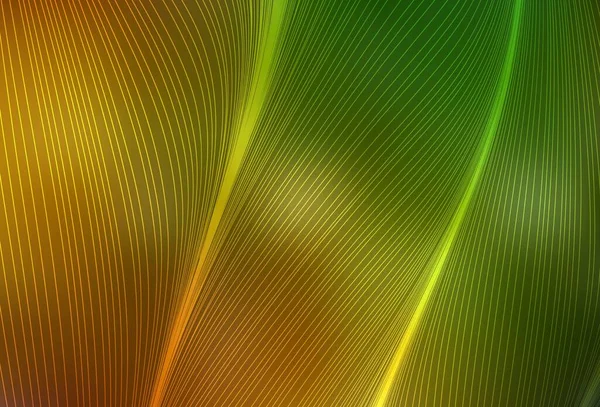 Dark Green Yellow Vector Background Bent Lines Creative Illustration Halftone — Stock Vector