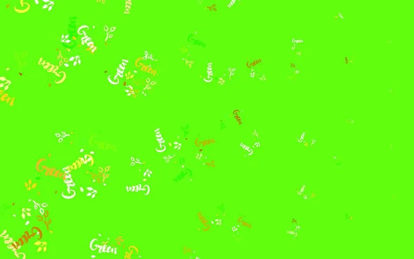 Hellgrüner Roter Vektor Abstrakter Hintergrund Mit Blättern Zweigen Bunte Abstrakte — Stockvektor