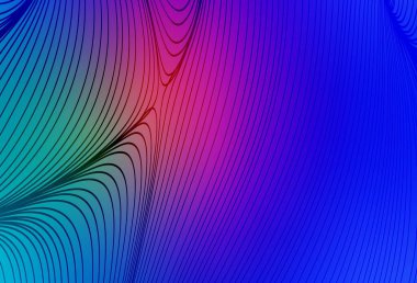 Açık mavi, kıvrımlı çizgileri olan kırmızı vektör arkaplanı. Basit eğri biçiminde parlak renkli bir illüstrasyon. Broşürler, broşürler için doku.