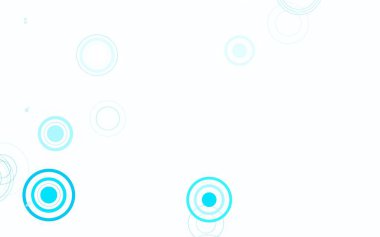 Açık mavi, baloncuklu kırmızı vektör arka planı. Doğa tarzında bulanık halkaları olan güzel renkli çizimler. Duvar kağıtlarının dokusu için desen.